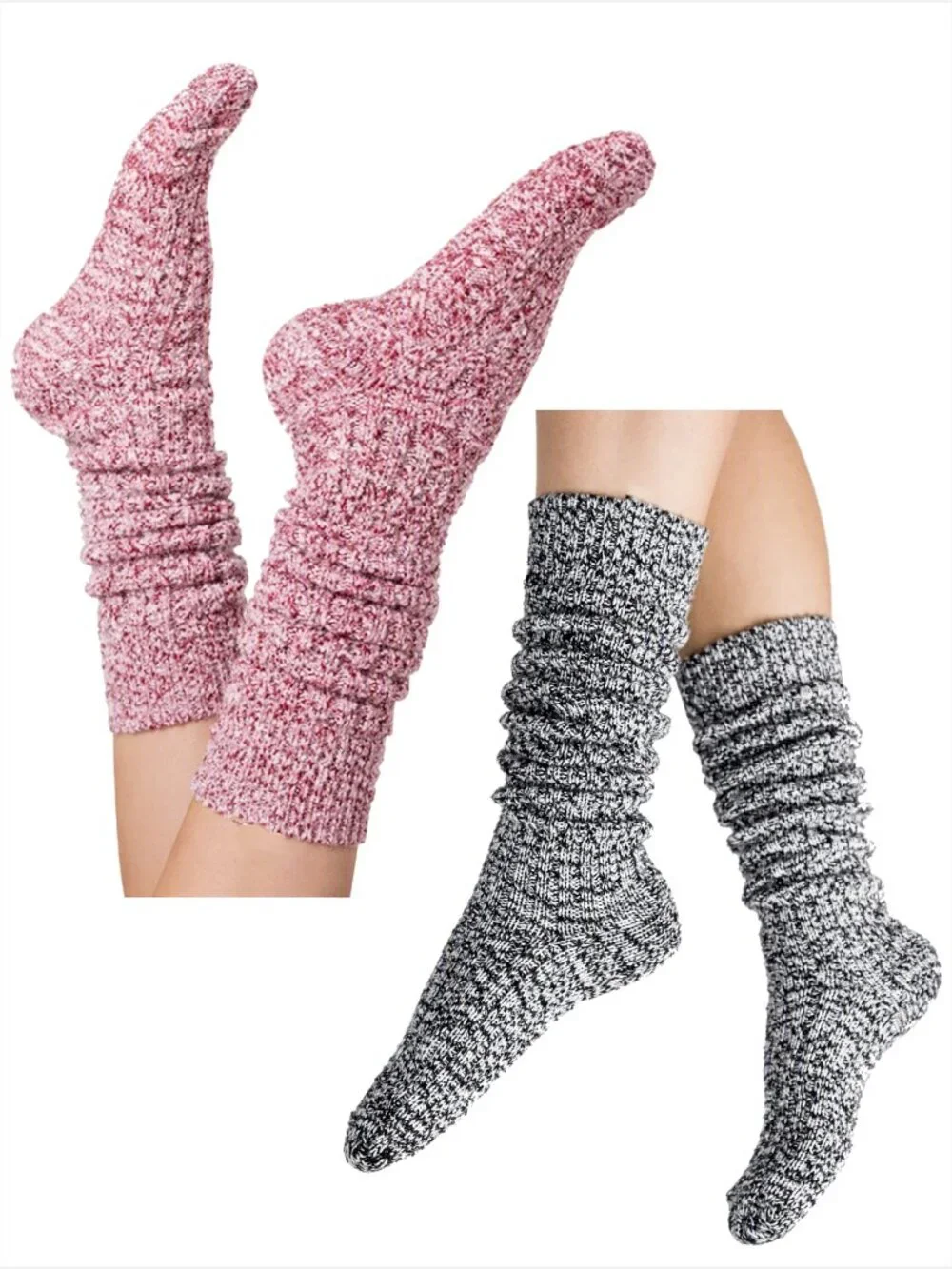 NWOT Socks Boot or Slouch Pack of 2 Black/White & Pink/White